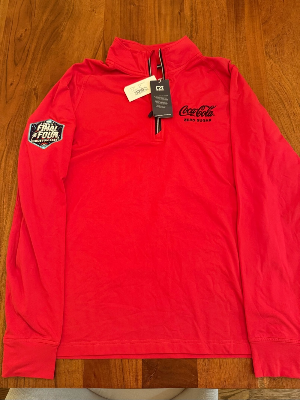 Men’s Coca-Cola Zero - 2023 Final Four - Red Cutter & Buck Quarter Zip - S - NWT
